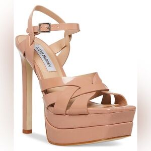 Steve Madden Strappy platform pump sandals “Flirt” size 8 8.5 8 1/2 blush patent